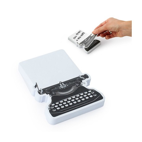 Memo de notas, diseño máquina de escribir.